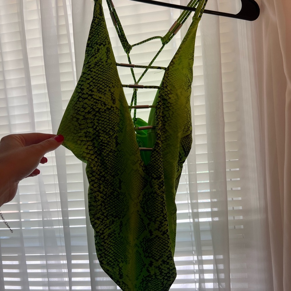 Green Snake Print Swimsuit